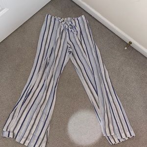 Blue striped flowy beach pants